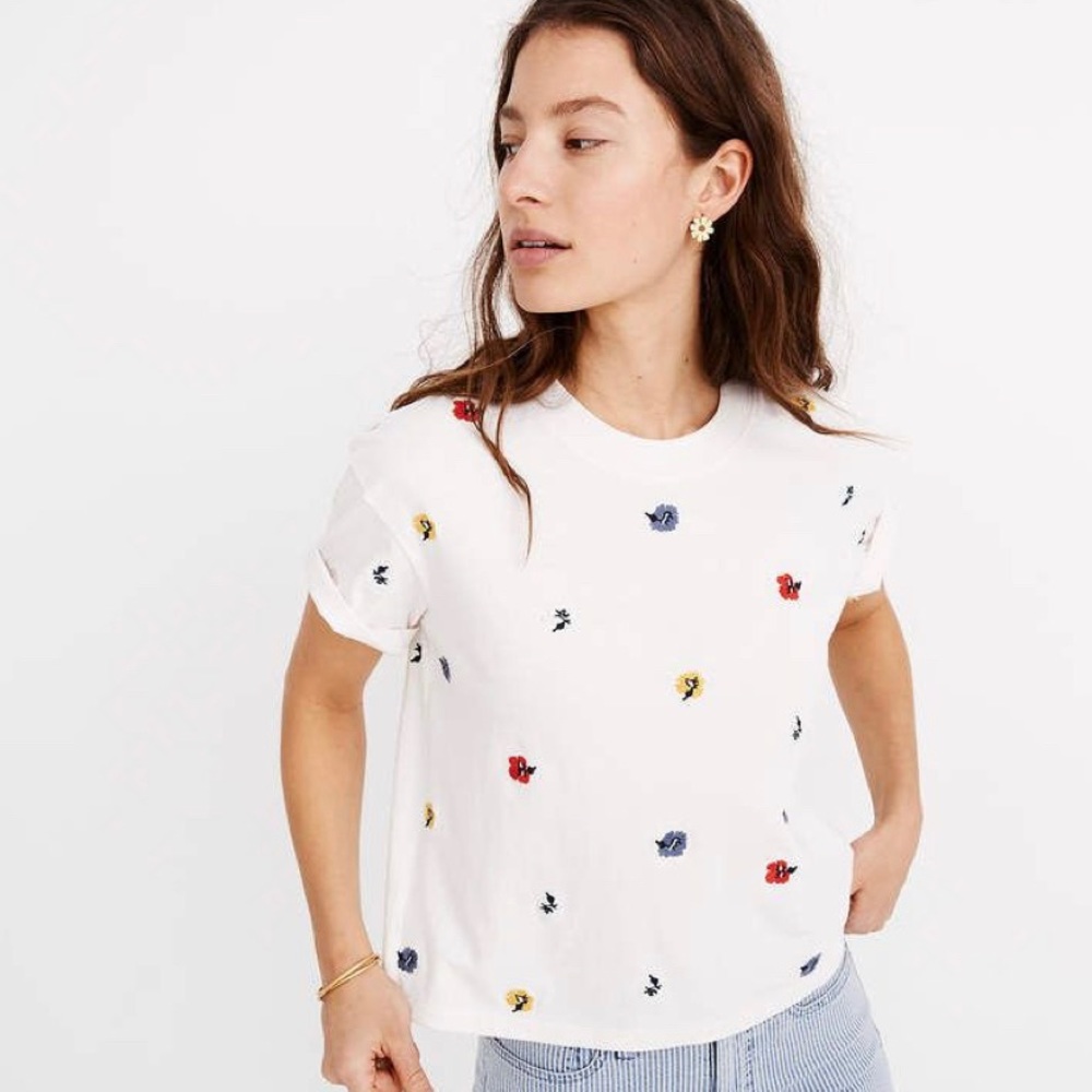 Madewell embroidered crop tee
